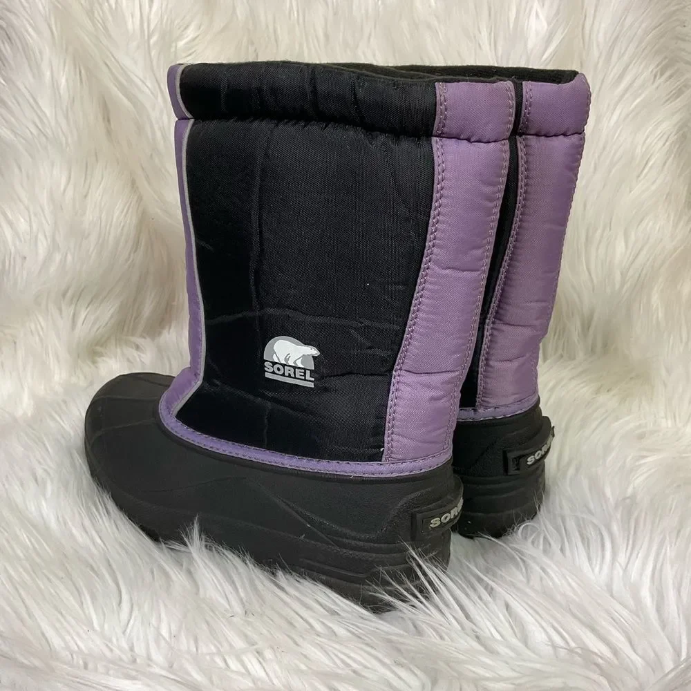 Sorel snow command black purple winter pull on boots 4